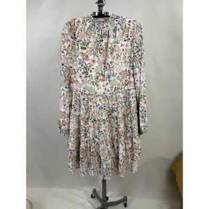 Floral‎ Print Tiered Mock Neck Dress Size Large Feminine Garden Fairy Whimsical